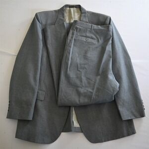 Vtg USA Made 46L 42x32 Robert Surrey‎ Gray Bootcut Mens Jacket Pants Suit
